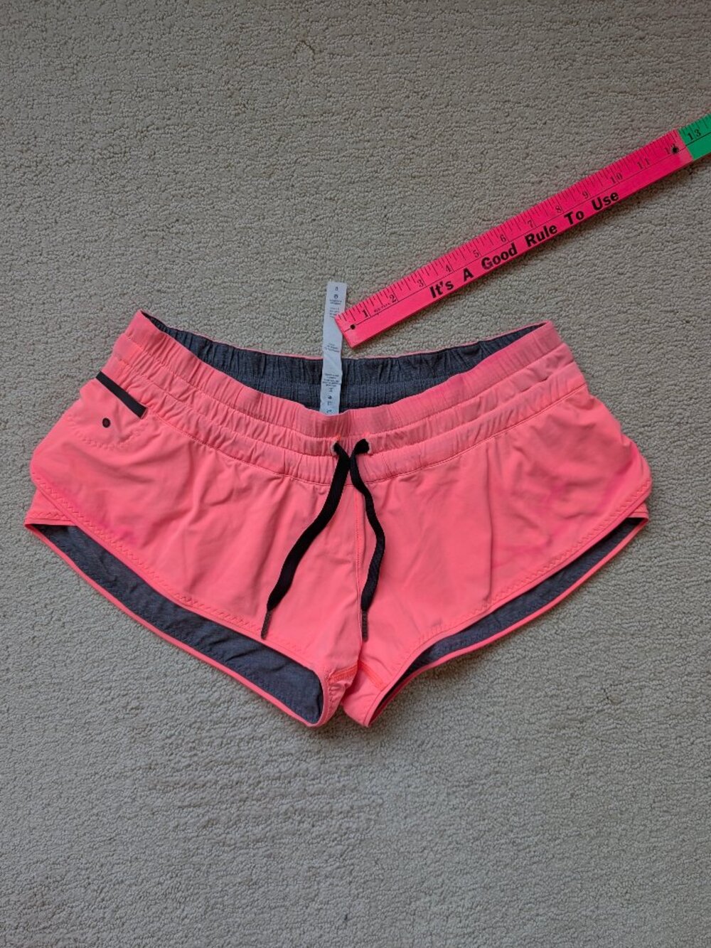 Lululemon Water Surf Short 8 Grapefruit Heathered Texture Printed Grey Deep Coal